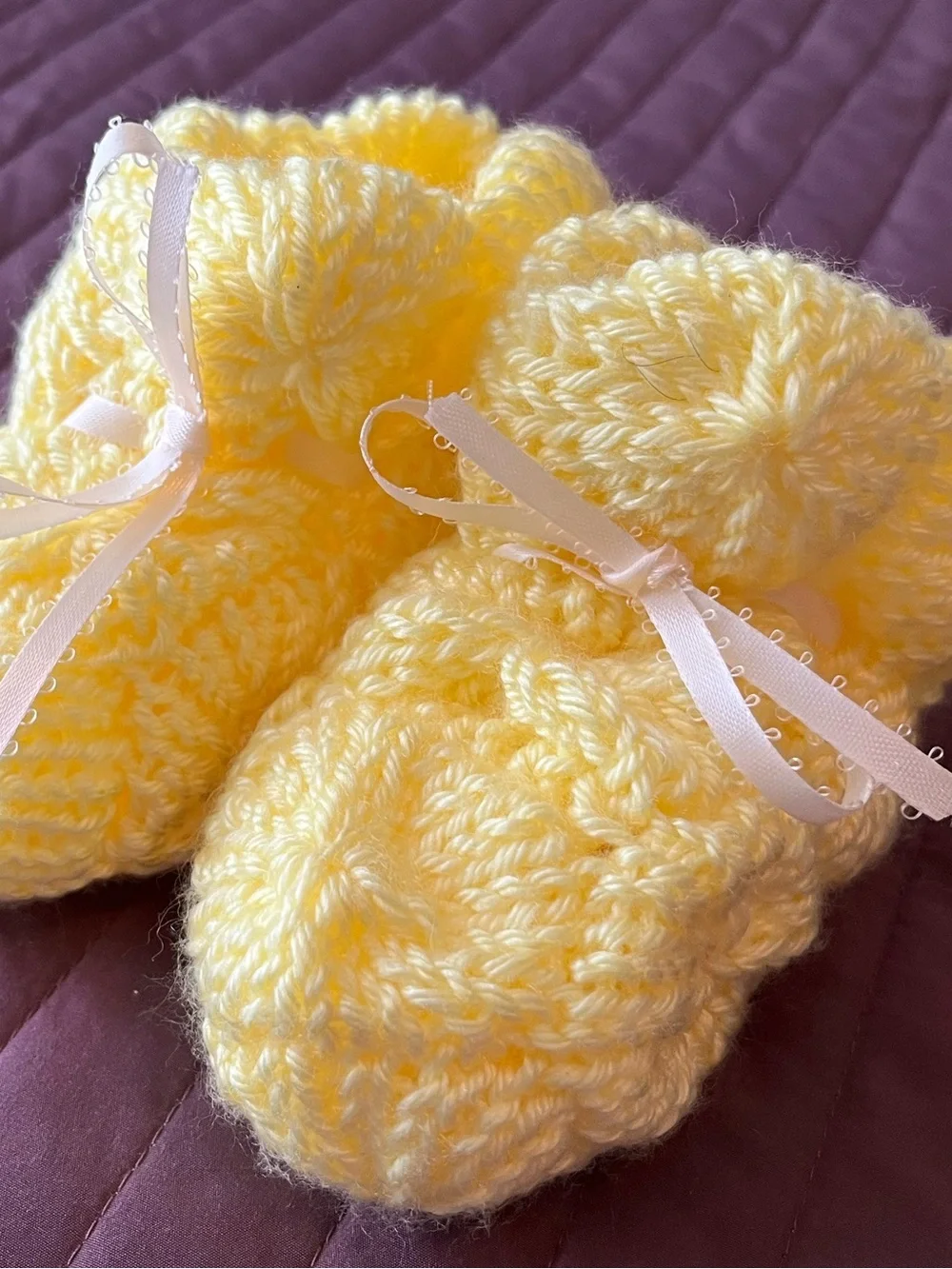 Handmade Knit & Crochet Baby Booties Socks Gift Set 4 Pairs